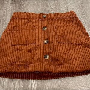 Corduroy Button-Front Skirt - Brown